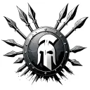 Spartan shield and behind it 5 throwing spears  tattoo design idea