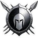 Spartan shield and behind it 5 throwing spears  tattoo design idea