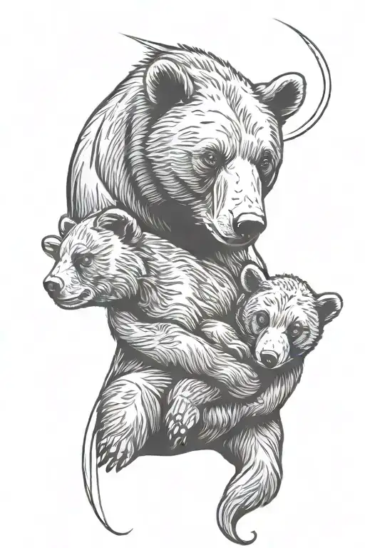 Mama bear holding cub tattoo design idea