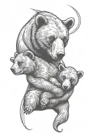 Mama bear holding cub tattoo design idea