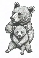 Mama bear holding cub tattoo design idea