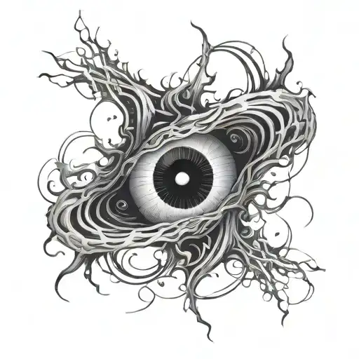 written "CAOS" but twisted like a black hole tattoo design idea