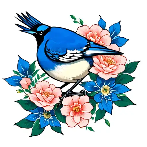 Irezumi Bluejay tattoo design idea