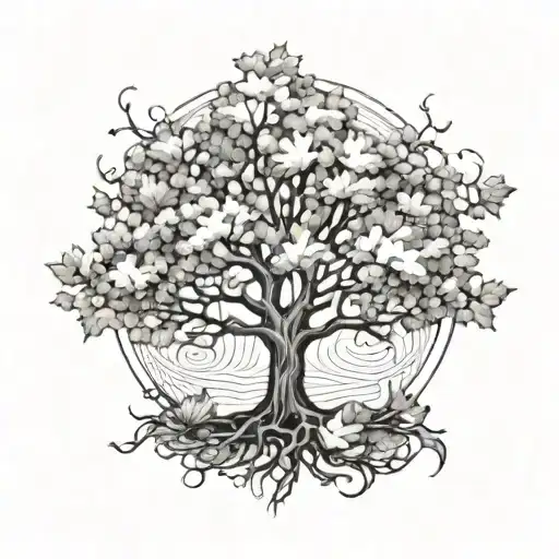 autumn tree tattoo design idea