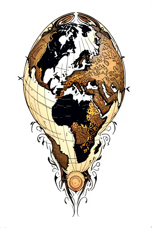 Old World Map tattoo design idea