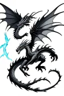 Lighting strikes and shadows with dragons fly tattoo design idea