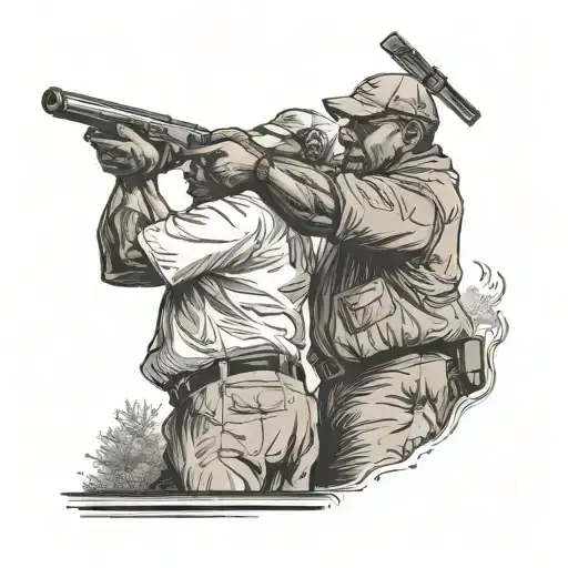 Betty Crocker and Allen Iverson shooting clay pigeons tattoo design idea