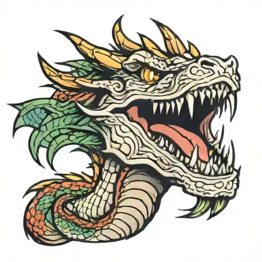 dragon screaming tattoo design idea
