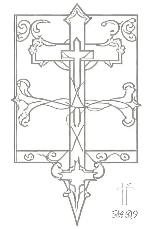 cross with  08/03/09 in Roman numerals tattoo design idea