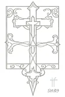 cross with  08/03/09 in Roman numerals tattoo design idea