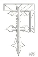 cross with  08/03/09 in Roman numerals tattoo design idea