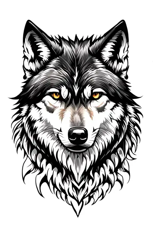 wolf looking forward tattoo design idea