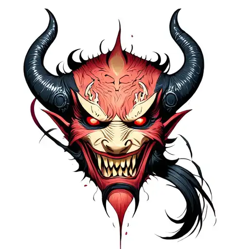 Oni Mask Cyberpunk tattoo design idea