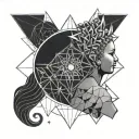 cosmic, queen, stars, buddha inner peace tattoo design idea