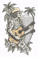 jimmy buffett and john denver theme sleeve tattoo design idea