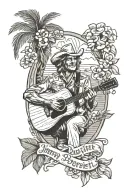 jimmy buffett and john denver theme sleeve tattoo design idea