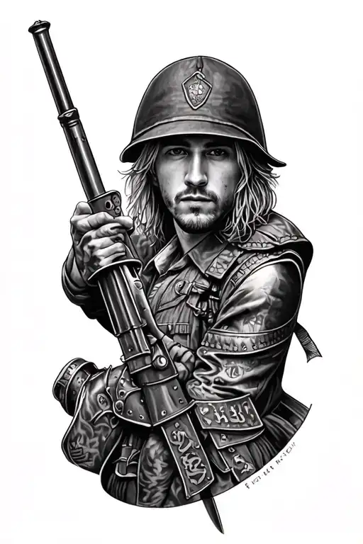notable arm tattoos include portraits of Kurt Cobain, and Lil Peep tattoo ink, as well as a WWI soldier and knight. tattoo design idea