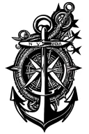 Anchor and compass tattoo design idea