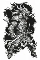 warrior fighting demons tattoo design idea