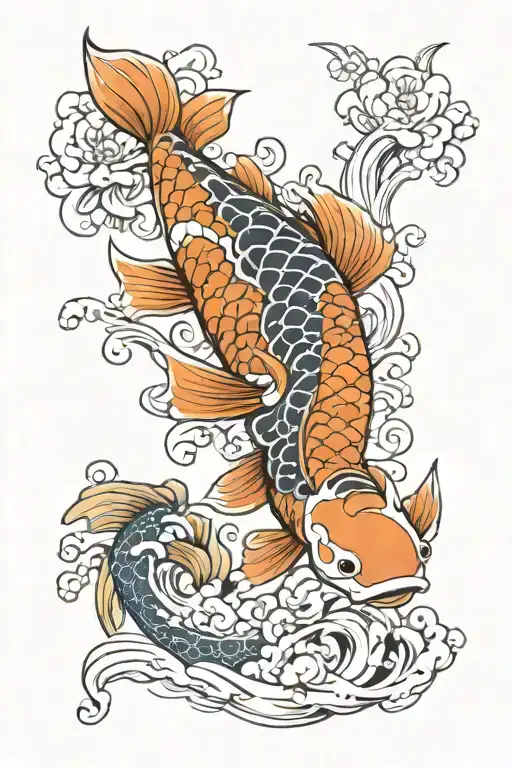 Brandon and koi fish transforming tattoo design idea