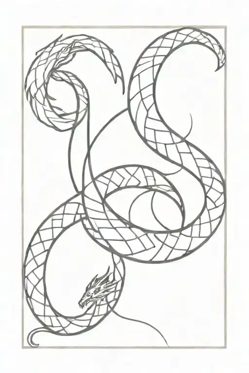 black snake and red dragon intertwined together tattoo design idea