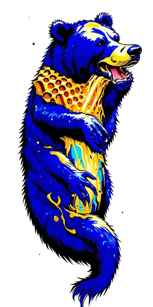 Bear eats honey tattoo design idea