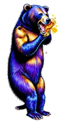 Bear eats honey tattoo design idea
