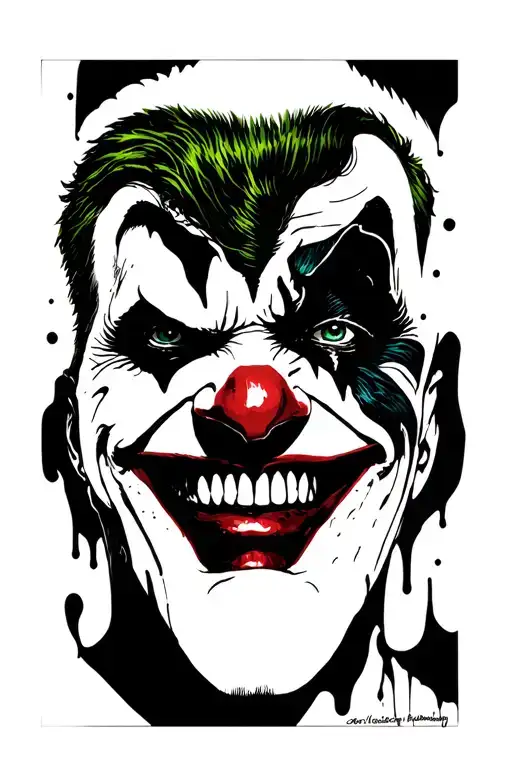 joker haha half melting tattoo design idea