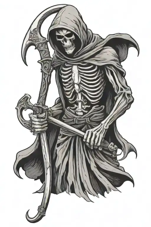 grim reaper holding a scythe tattoo design idea