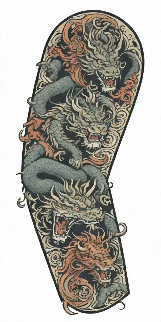 dragon and lion tattoo design idea
