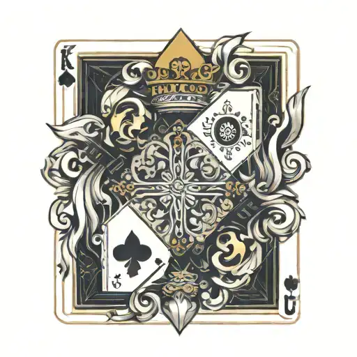 playing card and king crown tattoo design idea