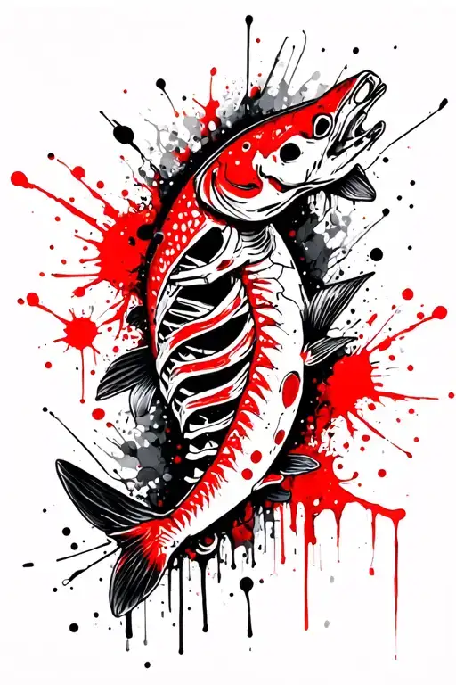 SALMON SKELETON tattoo design idea
