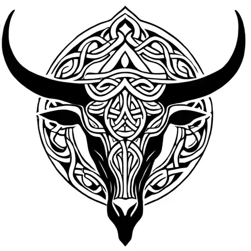 celtic bull and triskellion  tattoo design idea