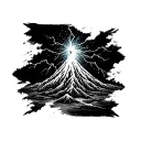 volcano lightning tattoo design idea