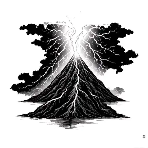volcano lightning tattoo design idea