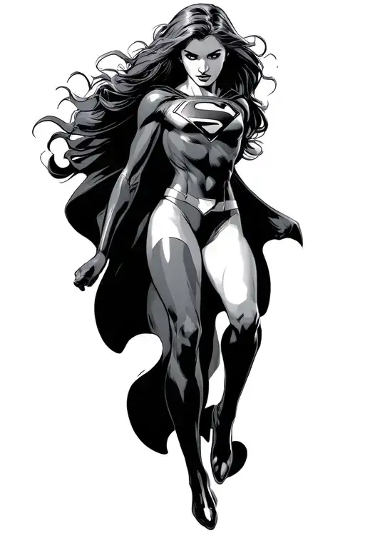 supergirl hovering 10 feet minimalist tattoo design idea