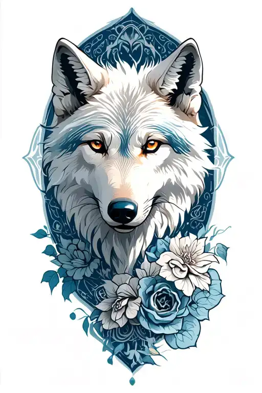 white wolf tattoo design idea