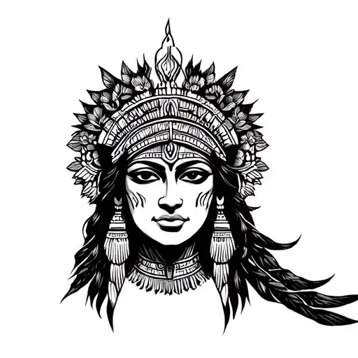 aztec coalicue goddess tattoo using my face tattoo tattoo design idea