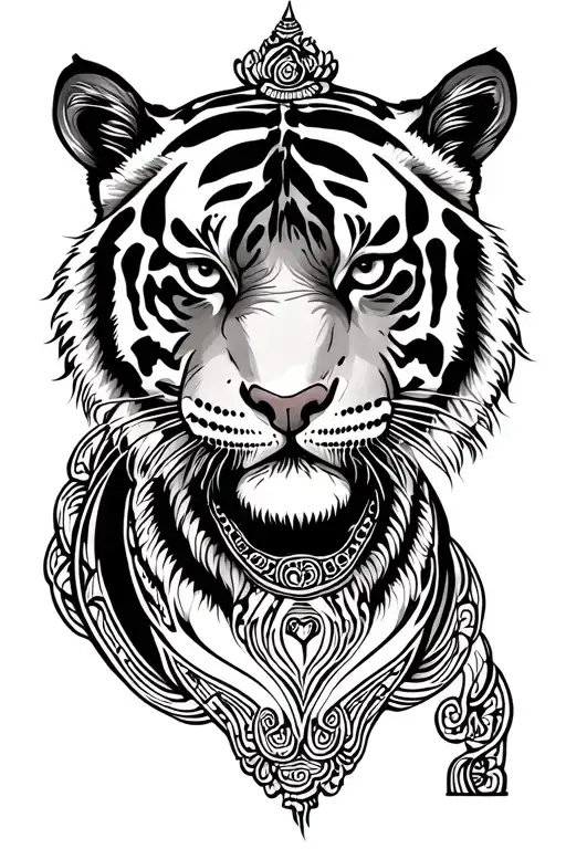 Thai style with tigers tattoo design idea
