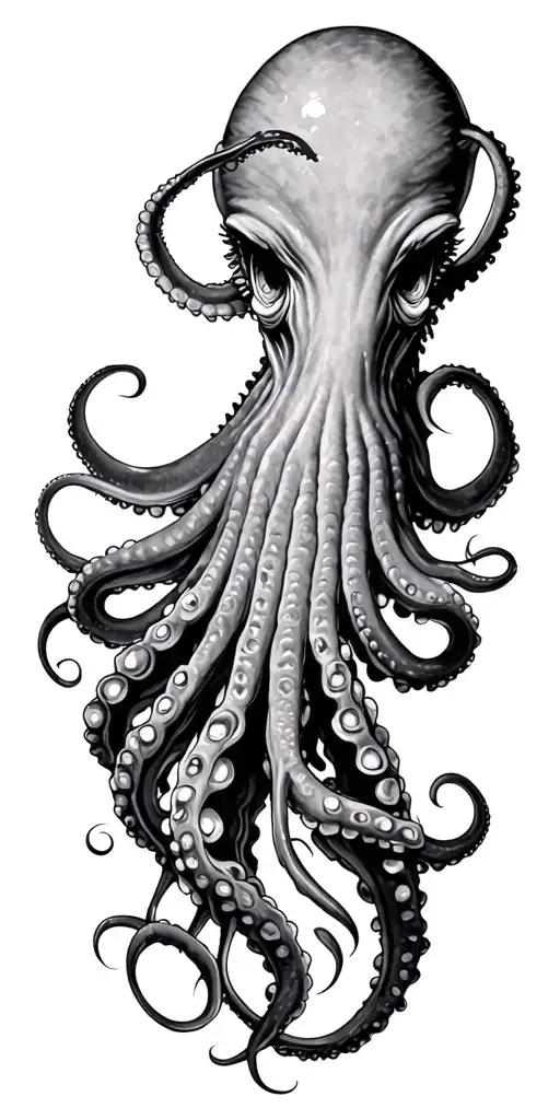 colossal squid mixed with giant octopus tattoo design idea