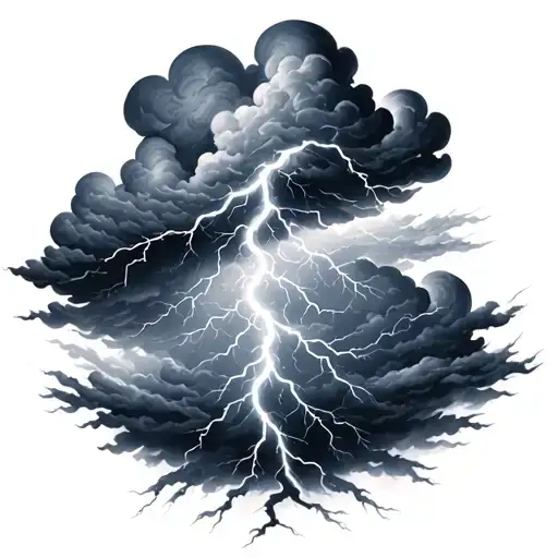 cloud cover with lightning storm tattoo design idea