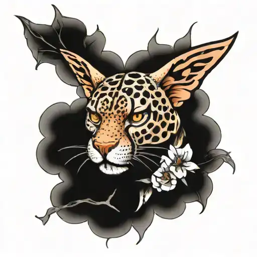moth jaguar face inside tattoo design idea