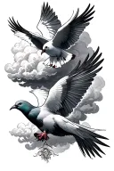 it always seems impossible until it's done with the shading as the cloud and two doves on the top right and bottom left tattoo design idea