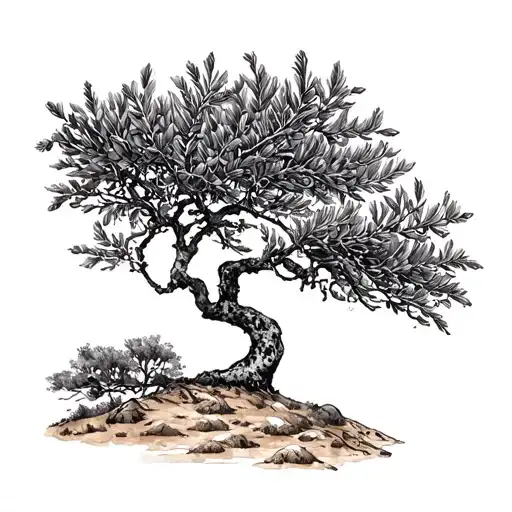 Dalmatian coast with olive tree tattoo design idea