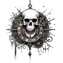 skull. steampunk. clock tattoo design idea