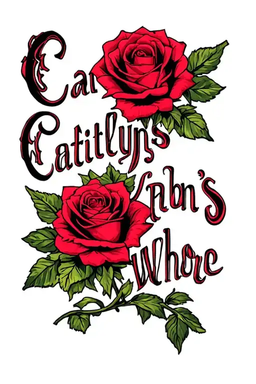 "Caitlyns Whore " Roses tattoo design idea