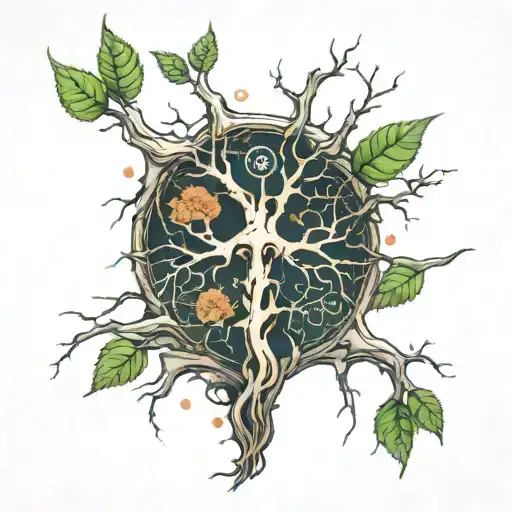 birch and neurons forming the shape tattoo design idea