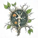 birch and neurons forming the shape tattoo design idea