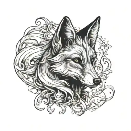 a gothic style silver fox tattoo design idea