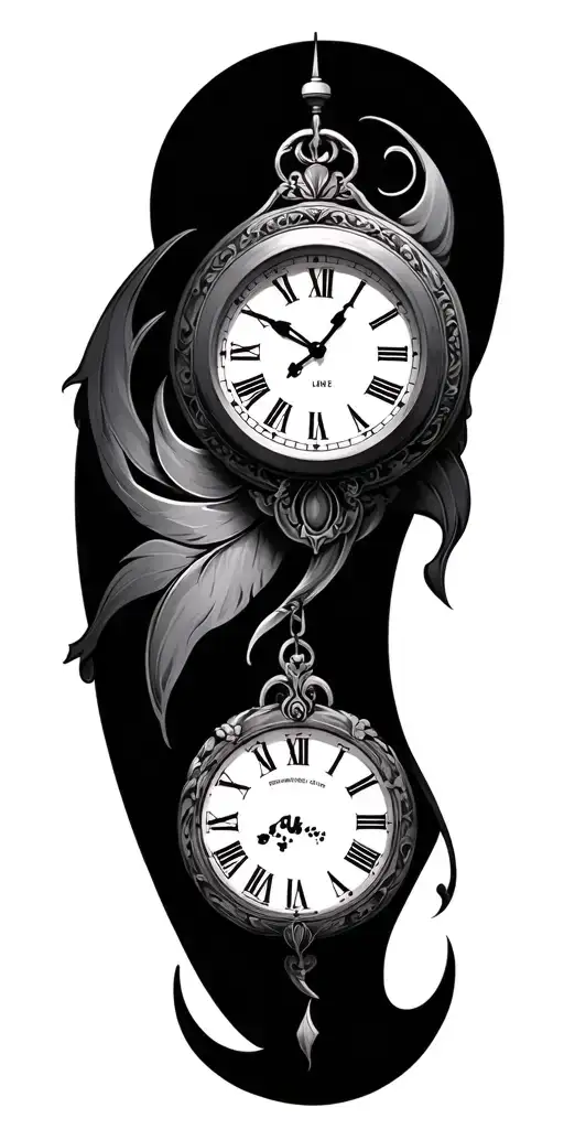 clocks with time of birth and date tattoo design idea